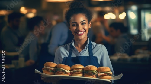 Tasty Treats: Happy Server with Burgers