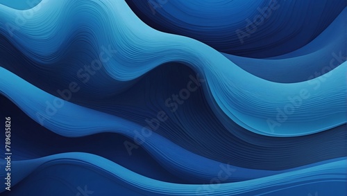 Sapphire azure cobalt abstract background. Color gradient Geometric shape Wave wavy curved line Rough grunge grain.