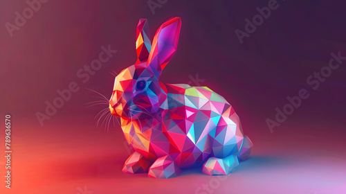 Cyber-Infused Easter Bunny: A Polygonal Illustration of a Futuristic, Cute and Playful Rabbit for a Digital Easter Card
