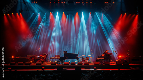 6. Benefit Concert: A stage illuminated by dazzling lights and adorned with musical instruments awaits the performers at a charity benefit concert, where talented artists lend thei