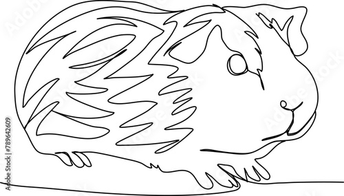 Guinea pig. One line drawing vector illustration.