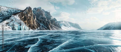 cracked frozen lake landscape 