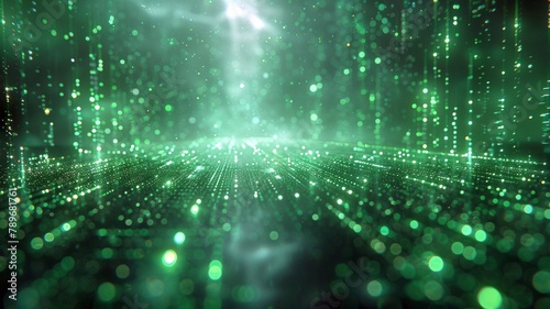緑色に光るマトリックスデータストリームのテクスチャ背景