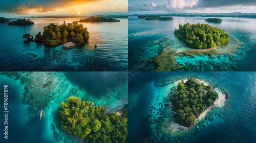 tropical island collage