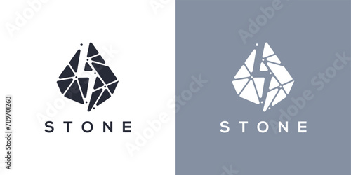 stone logo vector icon illustration.square design logo using two colors. 