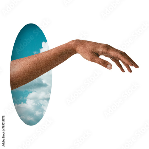 God hand png sticker, sky surreal escapism transparent background