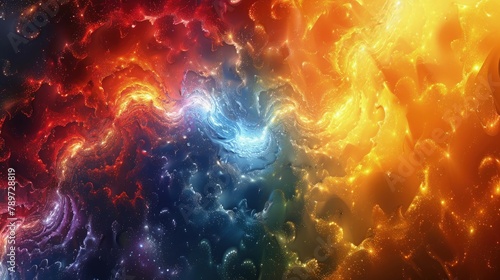 Primordial Chaos. Abstract Rendering of Universe's Origin, Chaotic and Dynamic Formation.