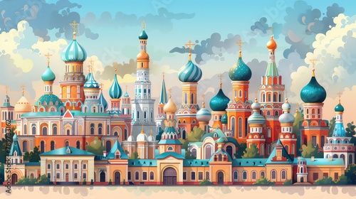 Rusia traditional art of buildings, Generative AI