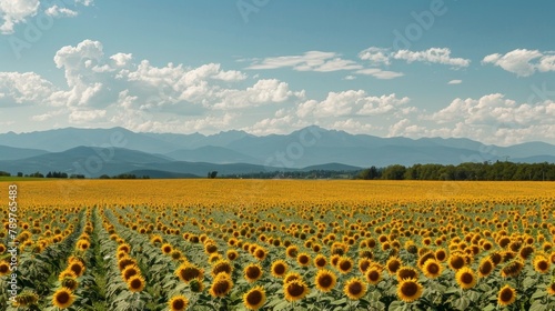 A vast field of sunflowers stretches into the horizon providing sunflower oil that will be refined and used in the production of renewable biofuels. .