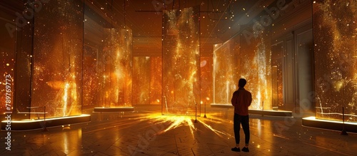 Dazzling Golden Immersive Art Installation with Interactive Light and Sound Presentation