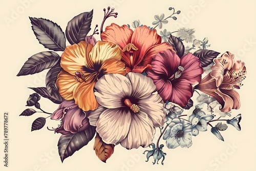 Vintage flower vector illustration. Vintage flowers illustration. Vector version is available under additional formats. .