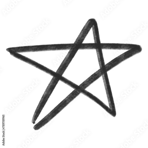 Star doodle png black sticker, transparent background