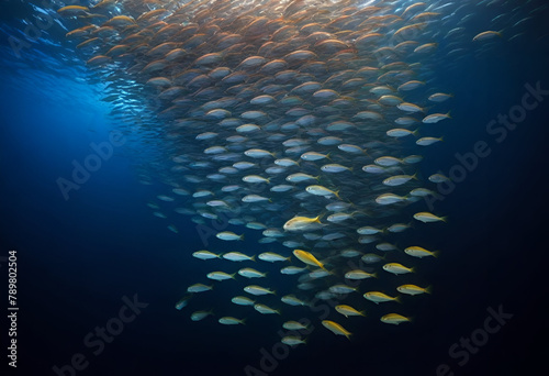 Bait ball of sardines and Mackerel in Magdalena Bay Baja California Sur.