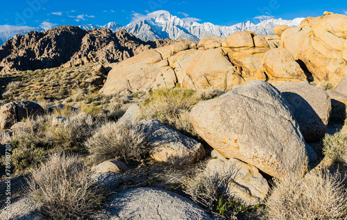 The Alabama Hills With Mt. Whitney and The Snow Capped Sierra Nevada Range, Alabama Hills National Scenic Area, California, USA