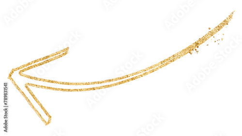 Png doodle highlight left curved arrow sticker in gold tone