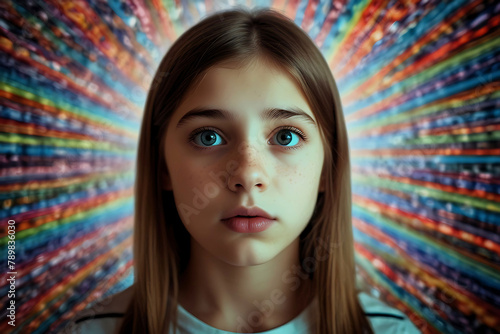 Visual hallucination. A girl having visual hallucination