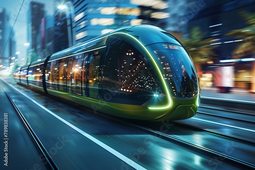 Highspeed public transportation powered by renewable energy , high resulution,clean sharp focus