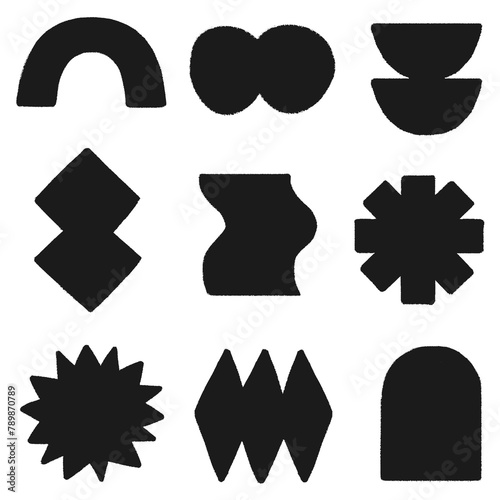 Black geometric sticker png set