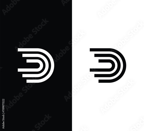 Letter D line logo design vector. D logo icon template