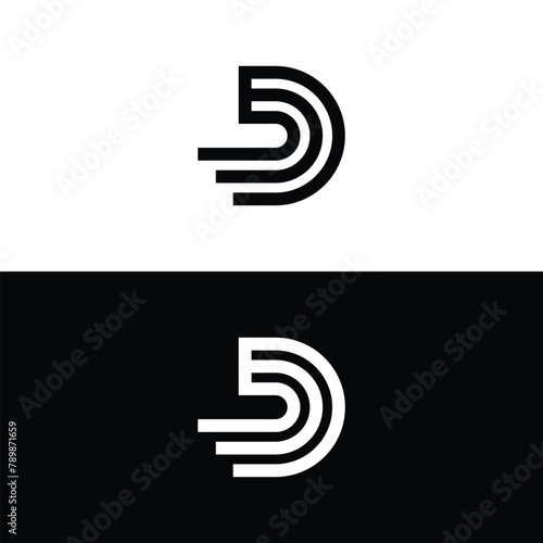 Alphabet Letter D line logo design vector. D logo icon template