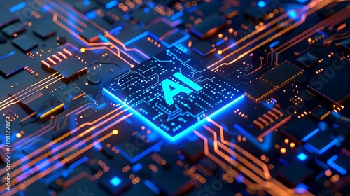 A Processor of a computer futuristic named as AI technology robotic glowing Processor computer parts