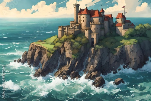 the romance of a castle on a cliff, overlooking the sea as the waves crash below.