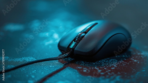 Close-up of dark computer mouse