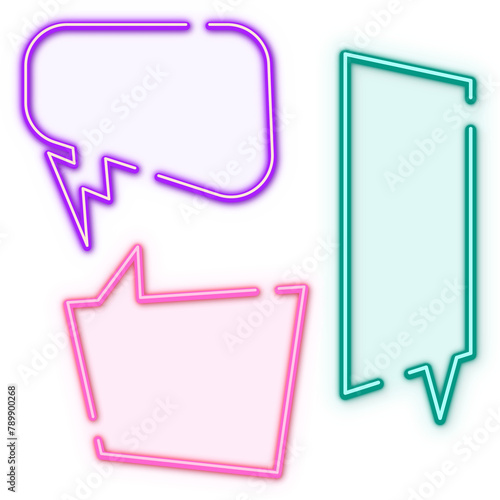 Colorful speech balloon design element set transparent png