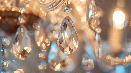 Close-up of crystal on the chandelier.