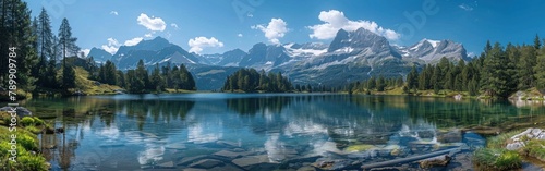 Scenic Arnisee Reservoir with Majestic Swiss Alps in Canton of Uri, Switzerland