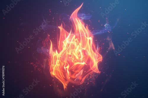 A vivid 3D-rendered fire icon, with lively and dynamic flames that seem to leap off the screen, creating a captivating visual effect on a solid background.