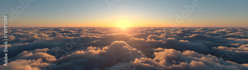 Sunset over a sea of clouds background - Ai Generated
