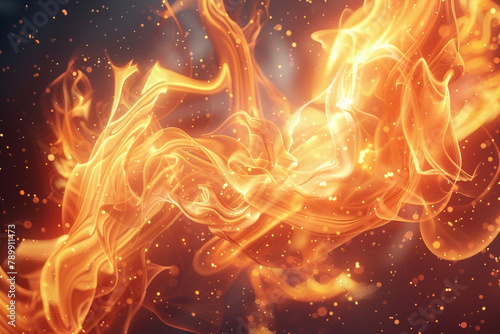 A vivid 3D-rendered fire icon, with dynamic and swirling flames that create a sense of movement and energy, illuminating the solid backdrop with their radiant light.