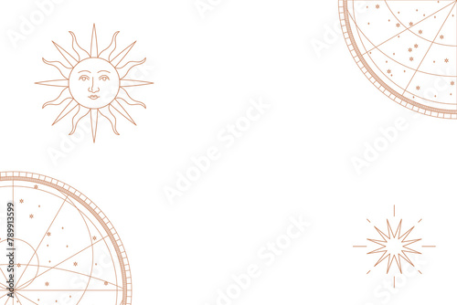 Png antique sun with face transparent with astrological star orbit map
