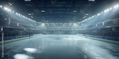 Hockey ice rink sport arena empty field stadium background - Ai Generated