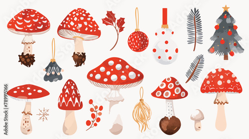 Lucky mushrooms fly agarics ornaments for Christmas h