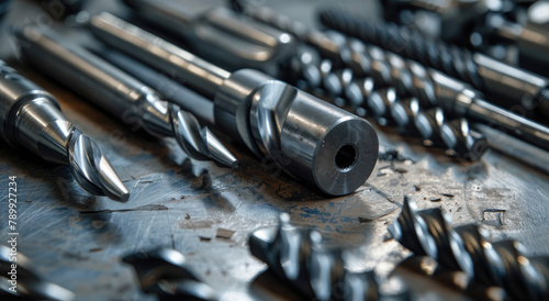 A wide range of metal turns and drill bits, including spools, internal turning blades, three-dimensional geometry, precision tools for work on various materials.