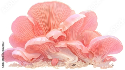 Illustration of Pink Oyster Mushroom Species