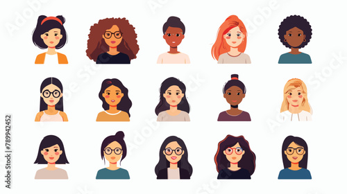 Set of vector avatars of different women app icons. Vector