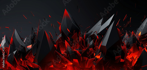 Red and black 3D forms jut out in a powerful, cutting-edge display.