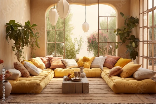 Sunny Tuscany-Inspired Living Room Decors: Oversized Floor Cushions & Relaxed Seating Paradise