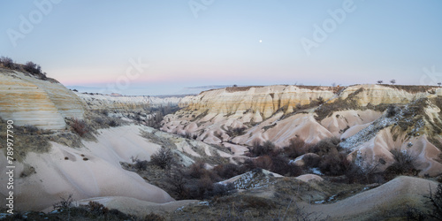 Colorfull canyon in Cappadocia at sunset