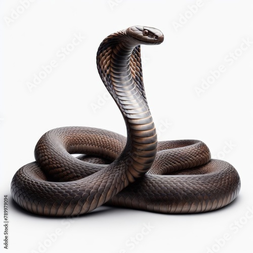Image of isolated cobra against pure white background, ideal for presentations 