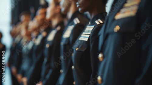 A row of agents standing at attention receiving instructions from their superiors symbolizing the importance of following protocols in intelligence sharing. .