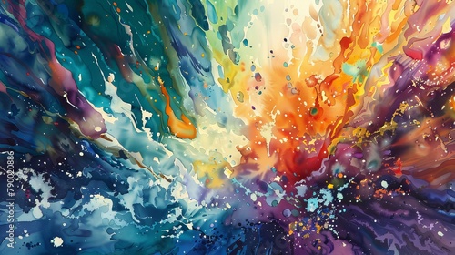 Bring the concept of utopian dreams and extreme sports to life through a watercolor painting Showcase vibrant colors and blend them seamlessly to evoke a sense of movement and excitement,