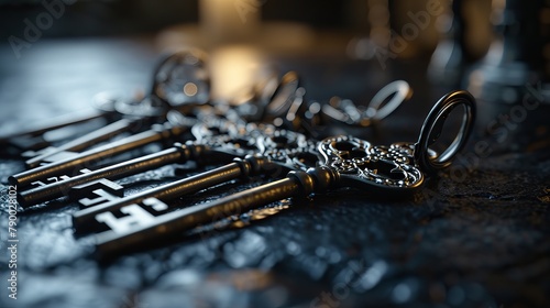 Traditional Keys: Organized on Black Surface