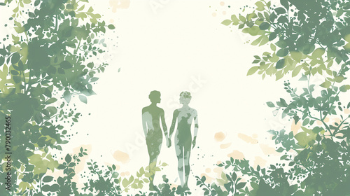 Adam and Eve in the garden of eden concept