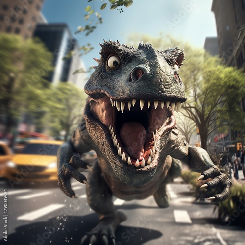 A team of timetraveling paleontologists accidentally brought a baby TRex to the present day, causing a hilarious chase through a bustling city park