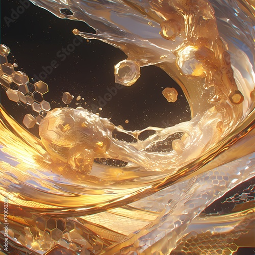 Luxurious and elegant liquid gold forming bubbles, symbolizing opulence and grandeur. Perfect for marketing luxury products or services.