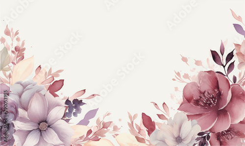 abstract watercolor floral frame background pink violet
